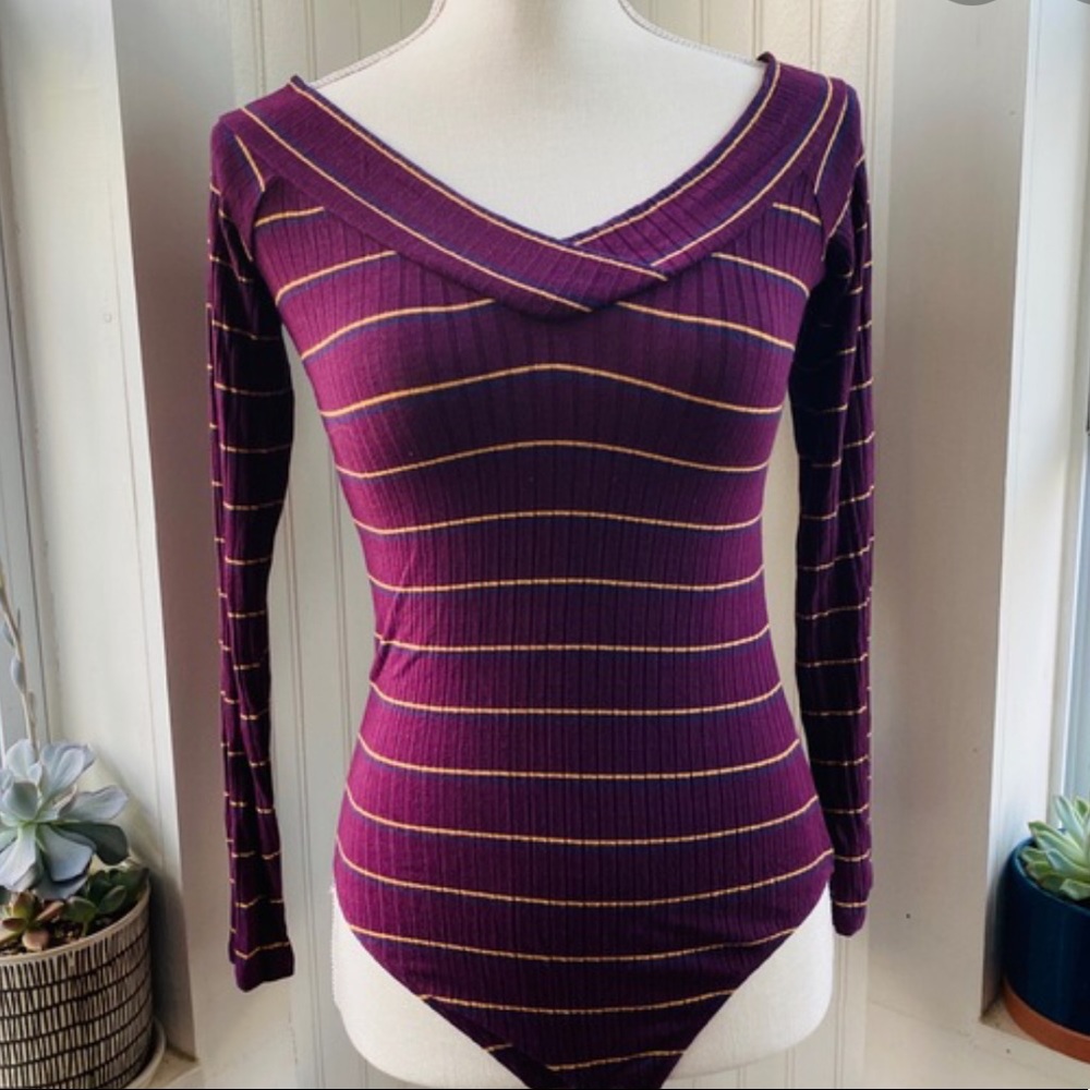 American Eagle long sleeve striped body suit